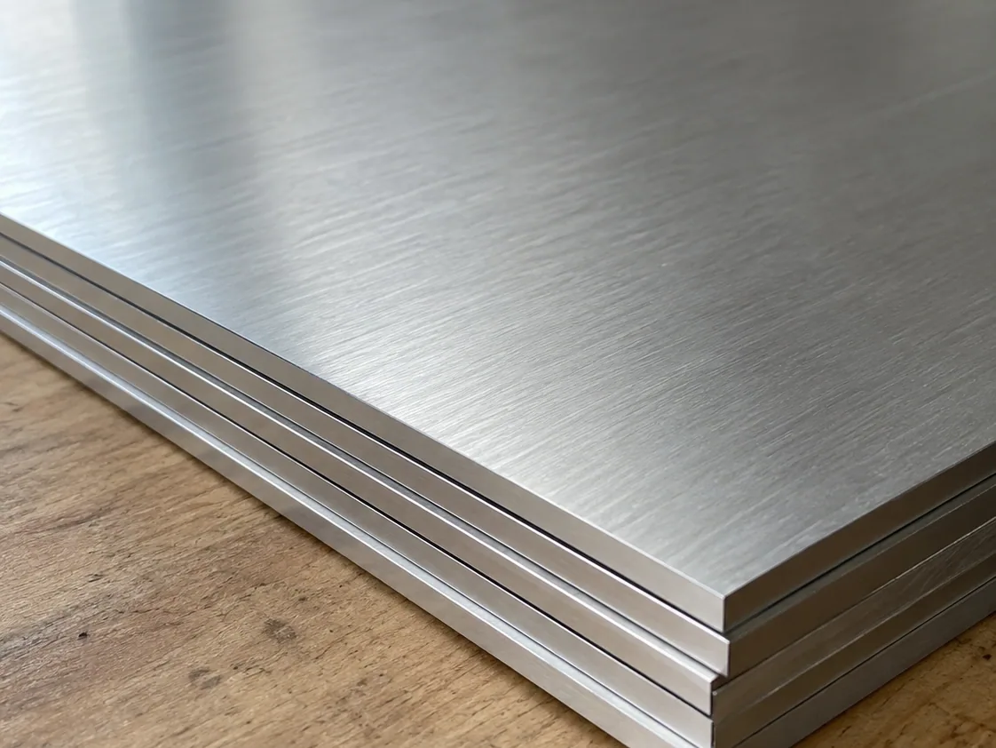 Láminas de aluminio cepillado apiladas